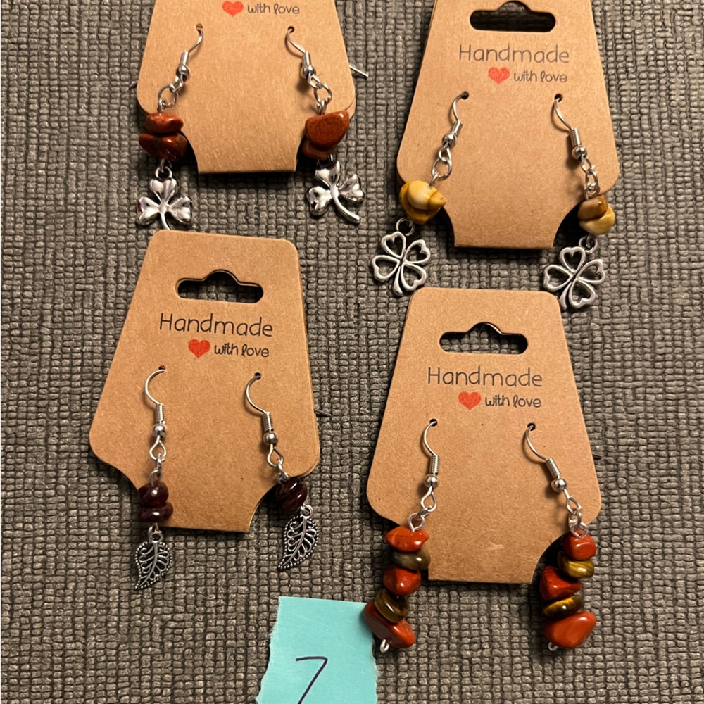 4 pairs of handmade earrings hypoallergenic metals small business made nwt